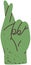 Green human hand showing gesture of good luck. Fingers crossed as sign of hope for success