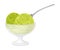 Green Ice Cream Balls in Glass Bowl as Matcha Dessert Vector Illustration