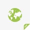 Green icon of ecology. Globe on a light background