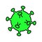 Green icon of the medical Chinese virus microbe dangerous deadly strain covid 019 coronavirus epidemic pandemic disease. Vector