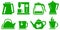 Green icons kettle set