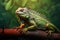 A Green Iguana Captured on a Tree Limb in the Tropics. Generative By Ai