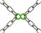 Green infinity symbol in chains 3d illustration