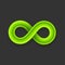Green infinity symbol icon from glossy wire with