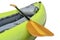 Green inflatable whitewater kayak