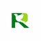 Green initial letter R with bird shape inside vector logo