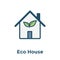 Green Initiatives Ecohouse icon w eco friendly house / plant icon
