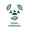 Green Initiatives Energy icon w people working together - achieve clean energy solution