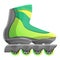 Green inline skates icon, cartoon style