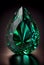 Green iridescent emerald on black background - AI generated luxury gemstone