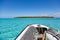 Green Island coast in the Great Coral Barrier, view from a small boat, Cairns, Queensland, Australia