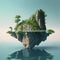 Green island in the sea. Generative AI. Nature composition