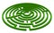 Green isometric simple garden maze. 3d round labyrinth in perspective lying on the white background. Vector illustration