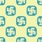 Green Jainism icon isolated seamless pattern on yellow background. Vector