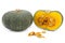 Green Japanese pumpkin isolated on the white background