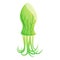 Green jellyfish icon, cartoon style