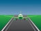 A green jet airplane landing on airport runway for airline business