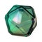 Green jewel-like angular deformed hexagonal three dimensional geometry abstract dramatic passionate luxurious isolated 3D