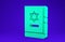 Green Jewish torah book icon isolated on blue background. On the cover of the Bible is the image of the Star of David