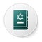 Green Jewish torah book icon isolated on white background. On the cover of the Bible is the image of the Star of David