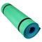 Green karemat in a roll, on a white background, mat for sports
