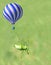 Green katydid and fire balloon