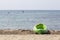 Green kayak in the beach