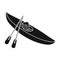 Green kayak for downhill on a mountain river.Sports water transport.Ship and water transport single icon in black style