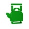 Green Kettle with handle icon isolated on transparent background. Teapot icon.