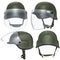 Green, khaki military helmet
