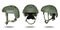 Green, khaki military helmet