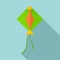 Green kite icon, flat style
