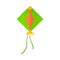 Green kite icon, flat style