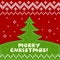 Green knitted Christmas tree applique background