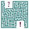 A green labyrinth with a question and exclamation mark. vector illustration.