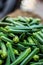 Green Ladies finger on the vegetable market - Okra, Abelmoschus esculentus, known in many countries as ladies` fingers or ochro.