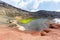 Green lake Charco de Los Clicos Verde near El Golfo on Lanzarote island on Canary Islands in Spain