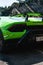 Green Lamborghini super car close up exhaust