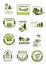 Green landscape and gardening company vector icons