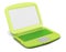 Green laptop on white background. 3d rendering