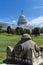 Green lawn, the Capitol and the blue sky in Washington DC on a summer day