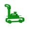 Green Lawn mower icon isolated on transparent background. Lawn mower cutting grass.