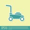 Green Lawn mower icon isolated on yellow background. Lawn mower cutting grass. Vector