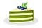 Green Layered Cake with Blueberry on Top Served on Plate as Matcha Dessert Vector Illustration