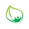Green leaf active human logo design