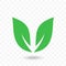 Green leaf arrow vector icon for vegan food