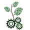 Green Leaf Branch with gears