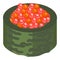 Green leaf caviar roll icon cartoon vector. Sushi food