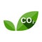 green leaf ecological icon vector with the text CO2 carbon emissions free industrial production eco-friendly no air atmosphere