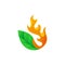 Green leaf fire flame logo